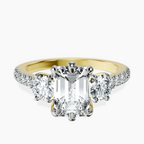 10kt Yellow Gold Tiara Three stone Lab Diamond Ring front image