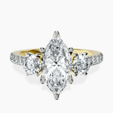 14kt Yellow Gold Tiara Three stone Lab Diamond Ring front image