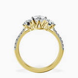 14kt Yellow Gold Tiara Three stone Lab Diamond Ring side right image one