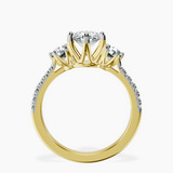 10kt Yellow Gold Tiara Three stone Lab Diamond Ring side right image one