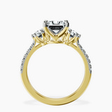 18kt Yellow Gold Tiara Three stone Lab Diamond Ring side right image one