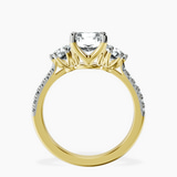 14kt Yellow Gold Tiara Three stone Lab Diamond Ring side right image one