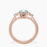 18ct Rose Gold Synthia Three stone Lab Diamond Ring side right image one