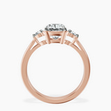 10kt Rose Gold Synthia Three stone Lab Diamond Ring side right image one