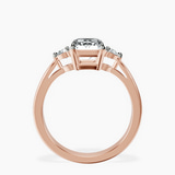 18kt Rose Gold Synthia Three stone Lab Diamond Ring side right image one