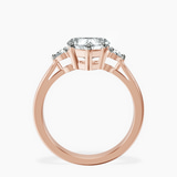 10kt Rose Gold Synthia Three stone Lab Diamond Ring side right image one
