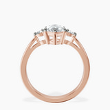 18kt Rose Gold Synthia Three stone Lab Diamond Ring side right image one