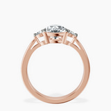 18kt Rose Gold Synthia Three stone Lab Diamond Ring side right image one