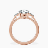 18kt Rose Gold Synthia Three stone Lab Diamond Ring side right image one