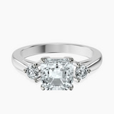 Platinum Synthia Three stone Lab Diamond Ring front image