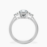 Platinum Synthia Three stone Lab Diamond Ring side right image one