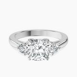 Platinum Synthia Three stone Lab Diamond Ring front image
