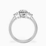 Platinum Synthia Three stone Lab Diamond Ring side right image one