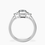 Platinum Synthia Three stone Lab Diamond Ring side right image one