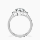 Platinum Synthia Three stone Lab Diamond Ring side right image one