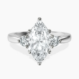 Platinum Synthia Three stone Lab Diamond Ring front image