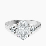 Platinum Synthia Three stone Lab Diamond Ring front image
