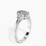 Platinum Synthia Three stone Lab Diamond Ring standing product image one