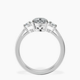 Platinum Synthia Three stone Lab Diamond Ring side right image one