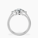Platinum Synthia Three stone Lab Diamond Ring side right image one