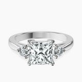 Platinum Synthia Three stone Lab Diamond Ring front image