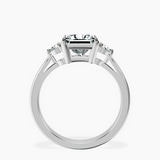 Platinum Synthia Three stone Lab Diamond Ring side right image one