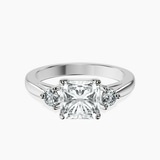 Platinum Synthia Three stone Lab Diamond Ring front image