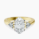 18kt Yellow Gold Synthia Three stone Lab Diamond Ring front image