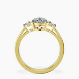 18kt Yellow Gold Synthia Three stone Lab Diamond Ring side right image one