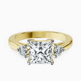 10kt Yellow Gold Synthia Three stone Lab Diamond Ring front image