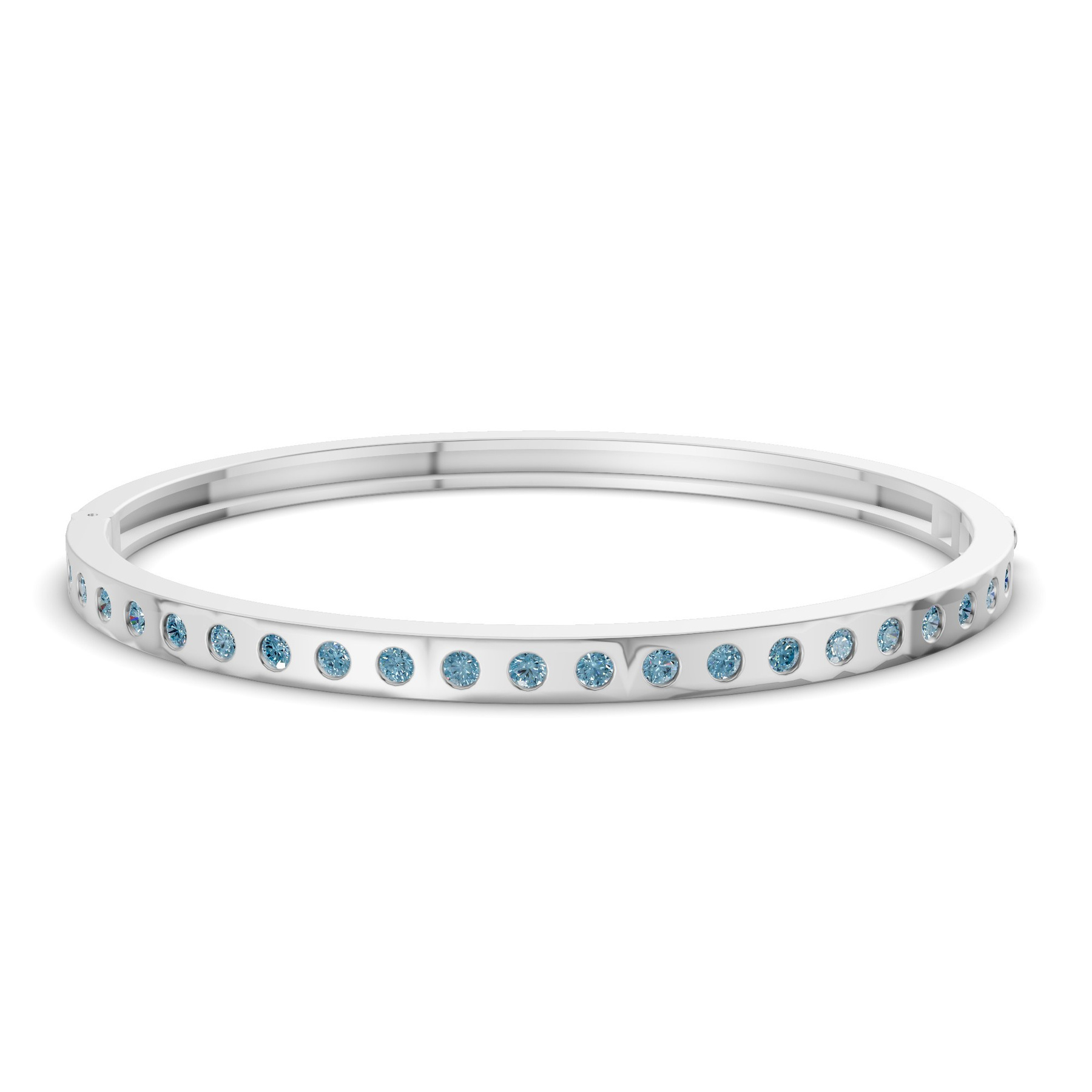 14kt White Gold Round Glow Classic Lab Diamond Openable Bangle Bracelet (1 Ct. Tw.) front image