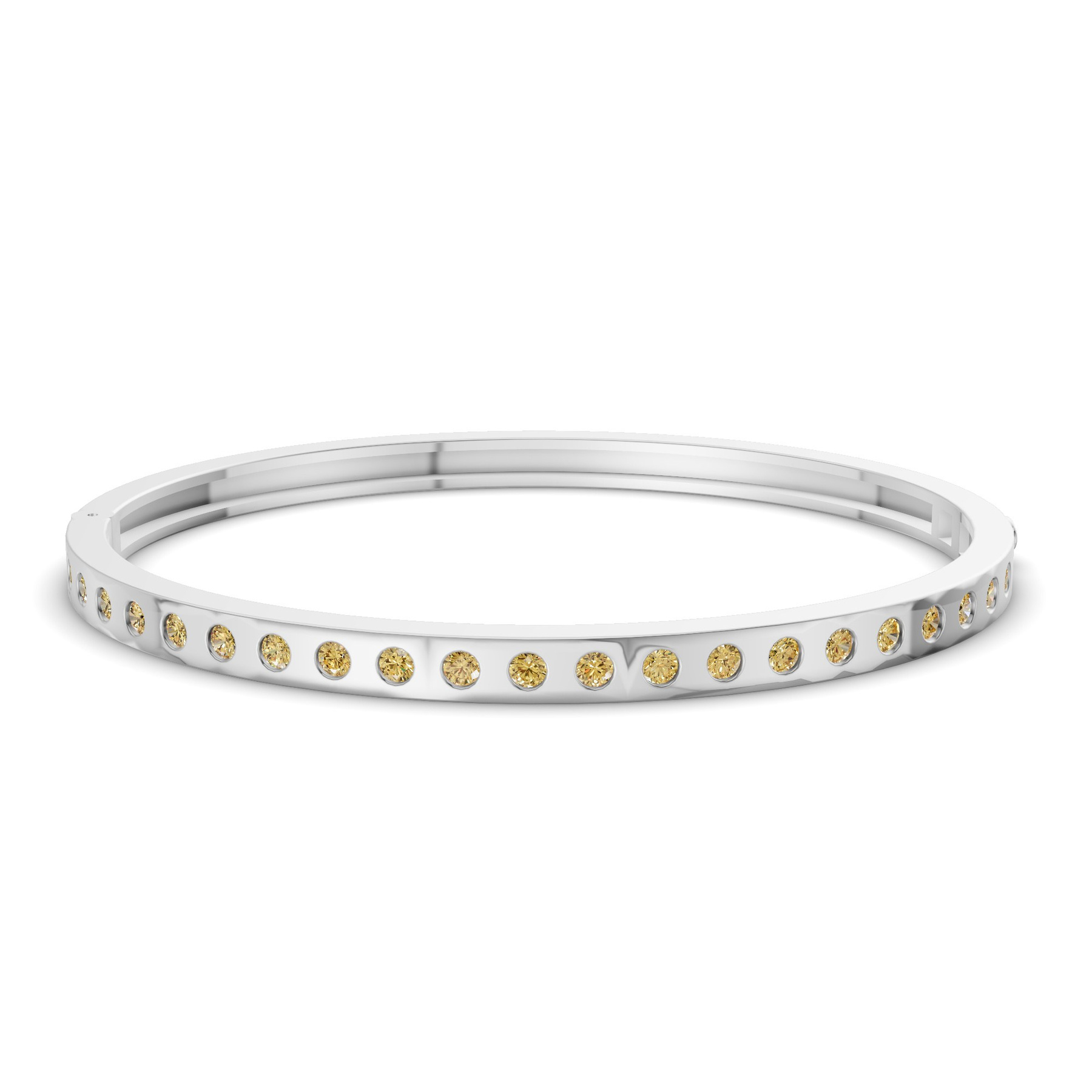 14ct White Gold Round Glow Classic Lab Diamond Openable Bangle Bracelet (2 Ct. Tw.) front image