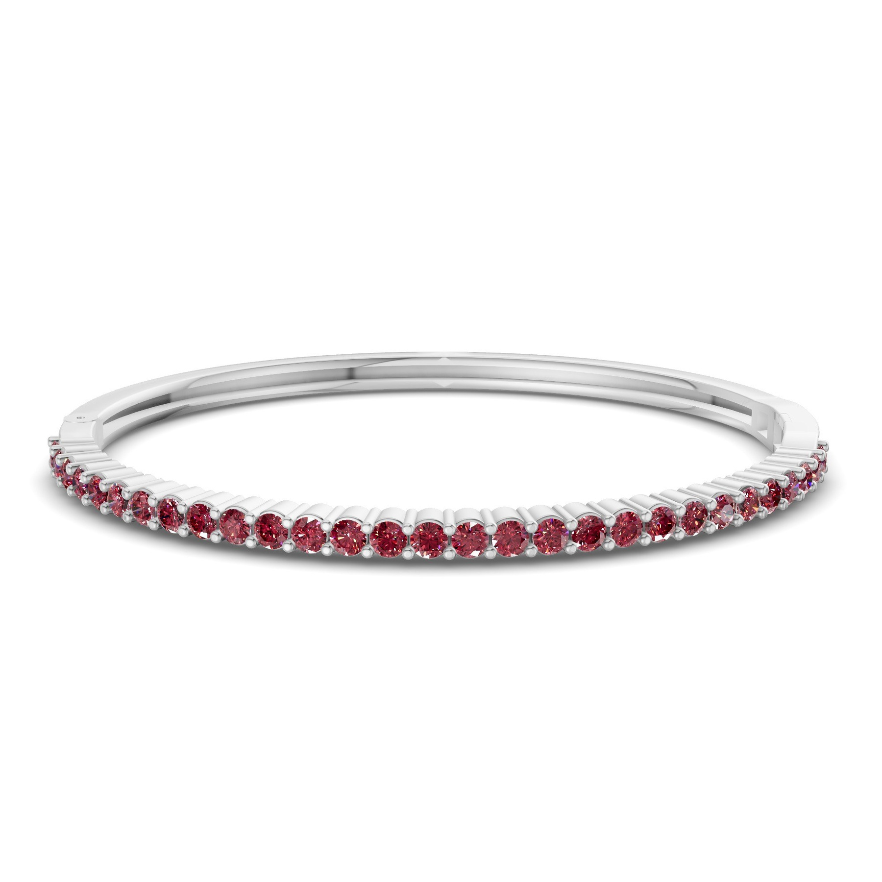 14ct White Gold Round Embrace Lab Diamond Openable Bangle Bracelet (1 Ct. Tw.) front image