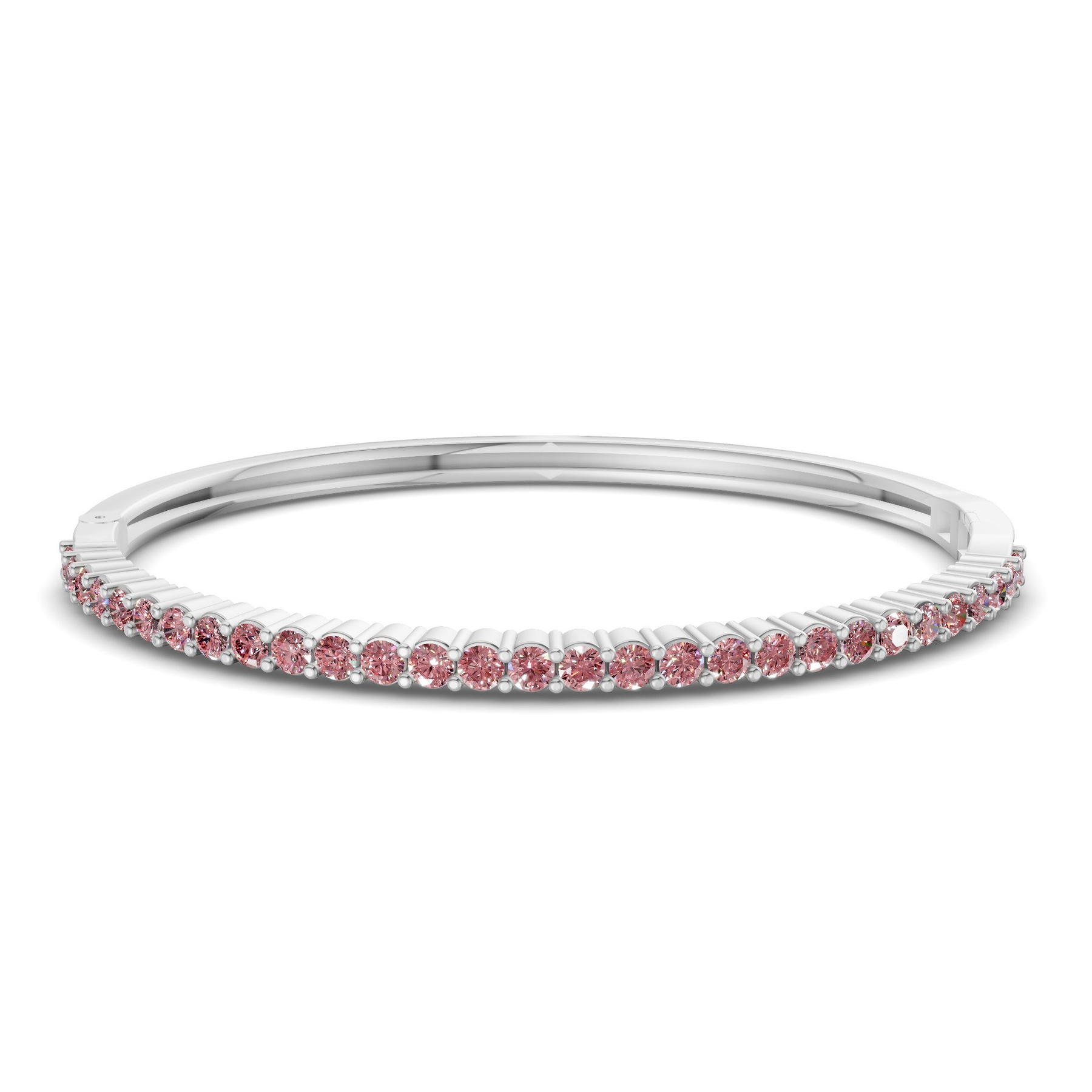 14ct White Gold Round Embrace Lab Diamond Openable Bangle Bracelet (1 Ct. Tw.) front image