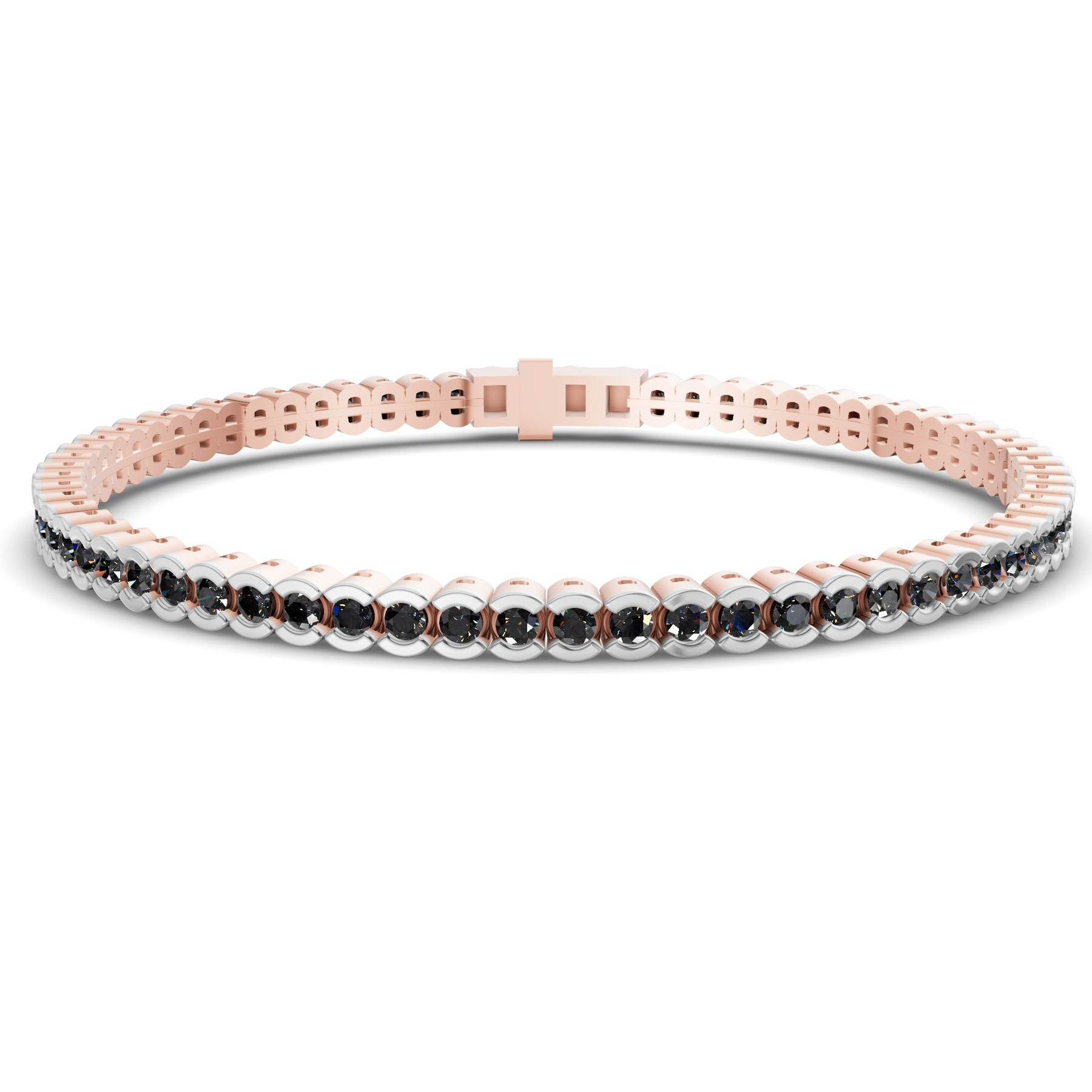 14kt Rose Gold Nemy Half Bezel Round Lab Diamond Tennis Bracelet (2 Ct. Tw.) front image
