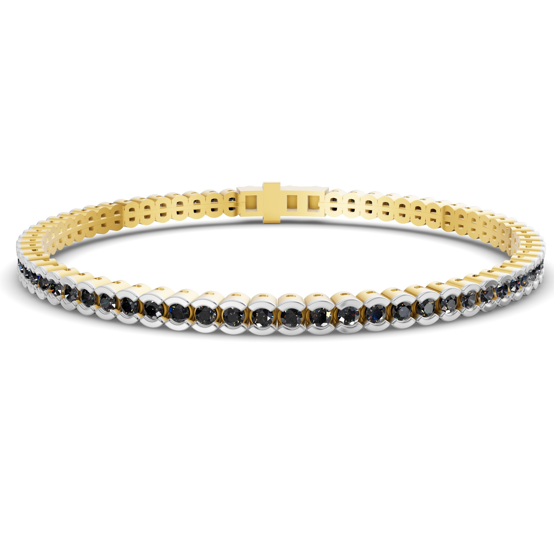 10kt Yellow Gold Nemy Half Bezel Round Lab Diamond Tennis Bracelet (2 Ct. Tw.) front image