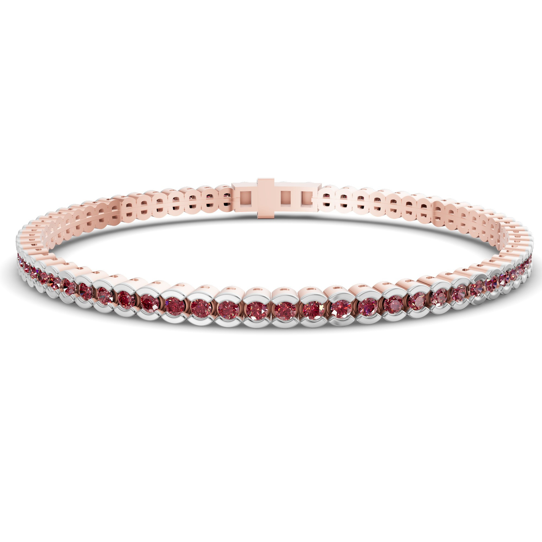 14kt Rose Gold Nemy Half Bezel Round Lab Diamond Tennis Bracelet (2 Ct. Tw.) front image