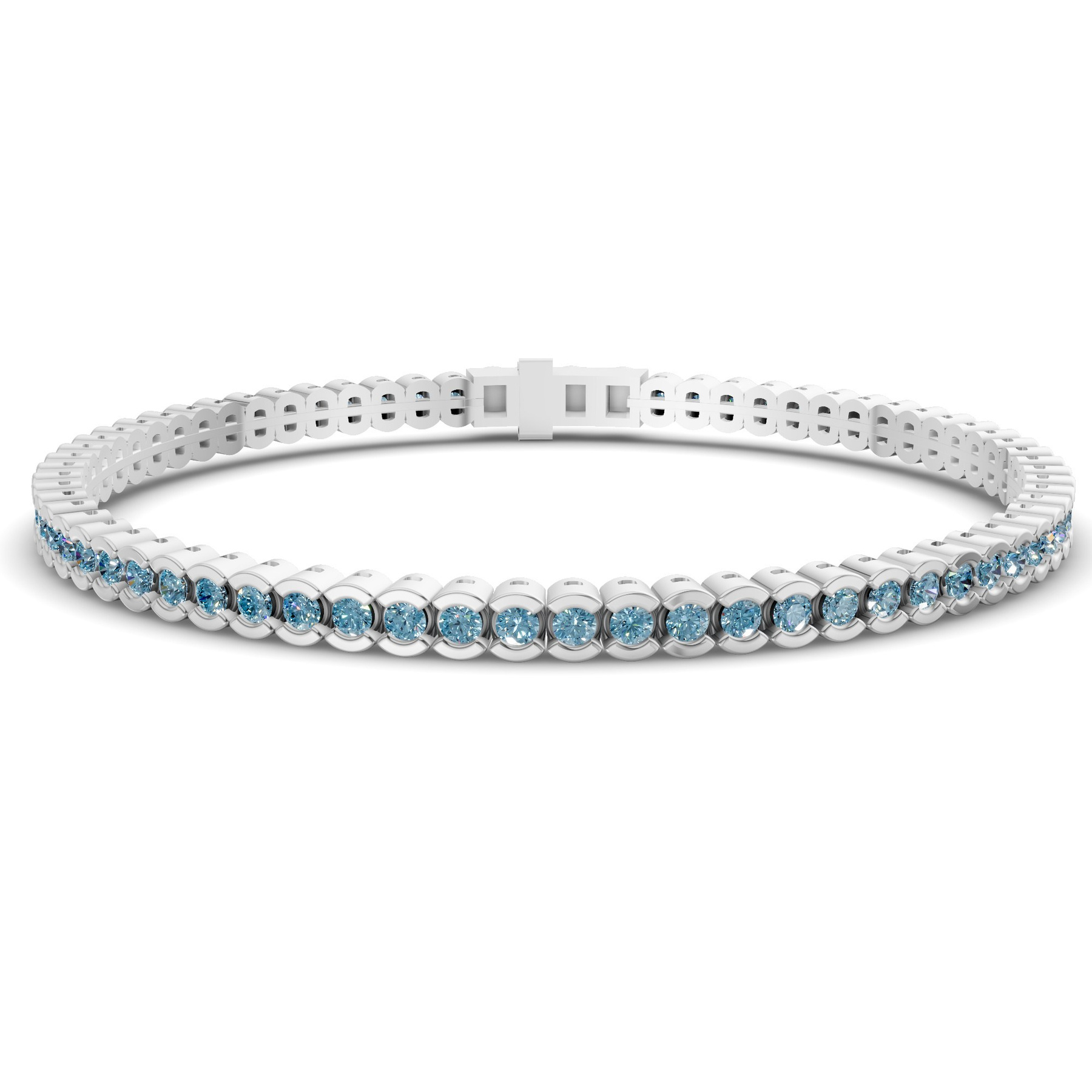 9ct White Gold Nemy Half Bezel Round Lab Diamond Tennis Bracelet (2 Ct. Tw.) front image