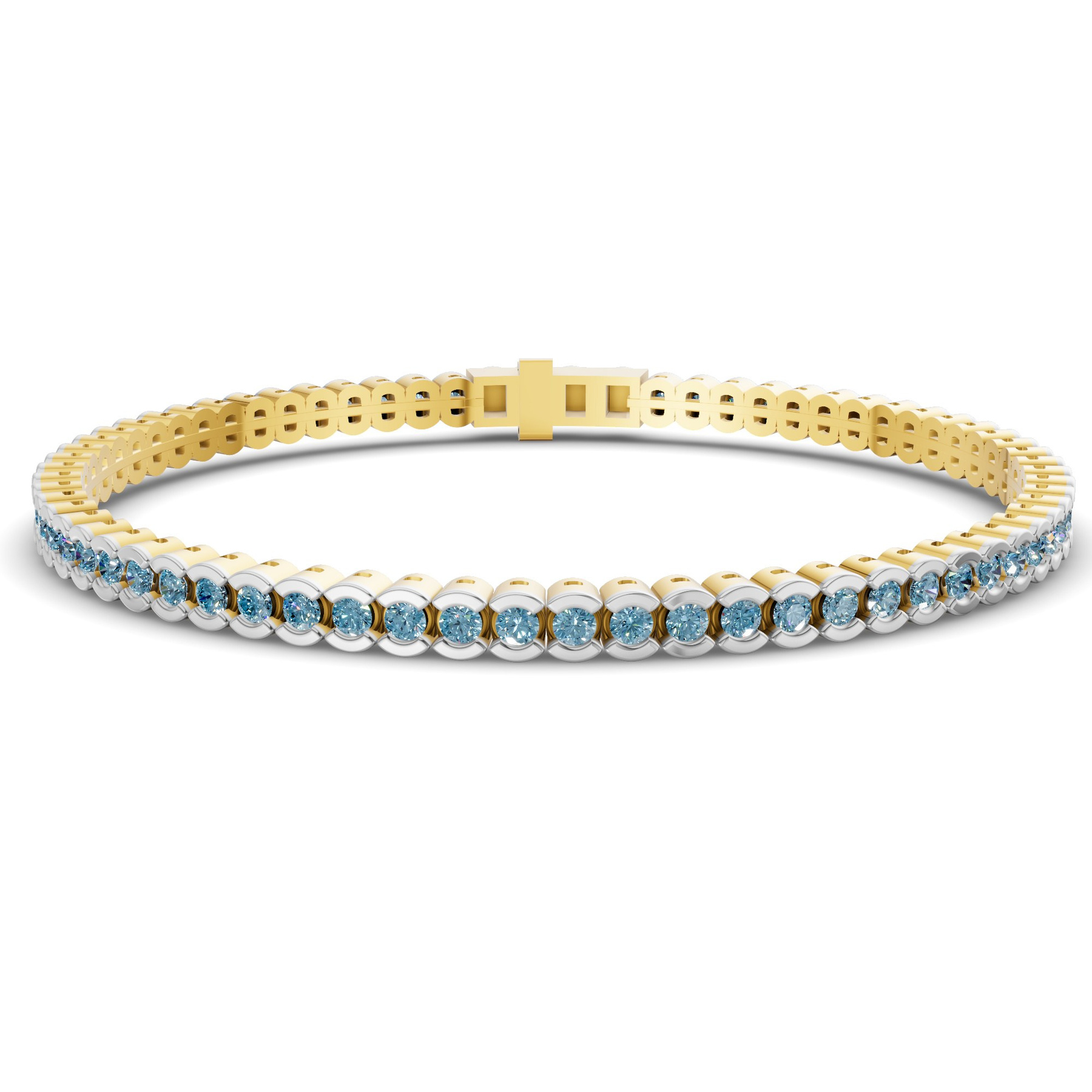 10kt Yellow Gold Nemy Half Bezel Round Lab Diamond Tennis Bracelet (2 Ct. Tw.) front image