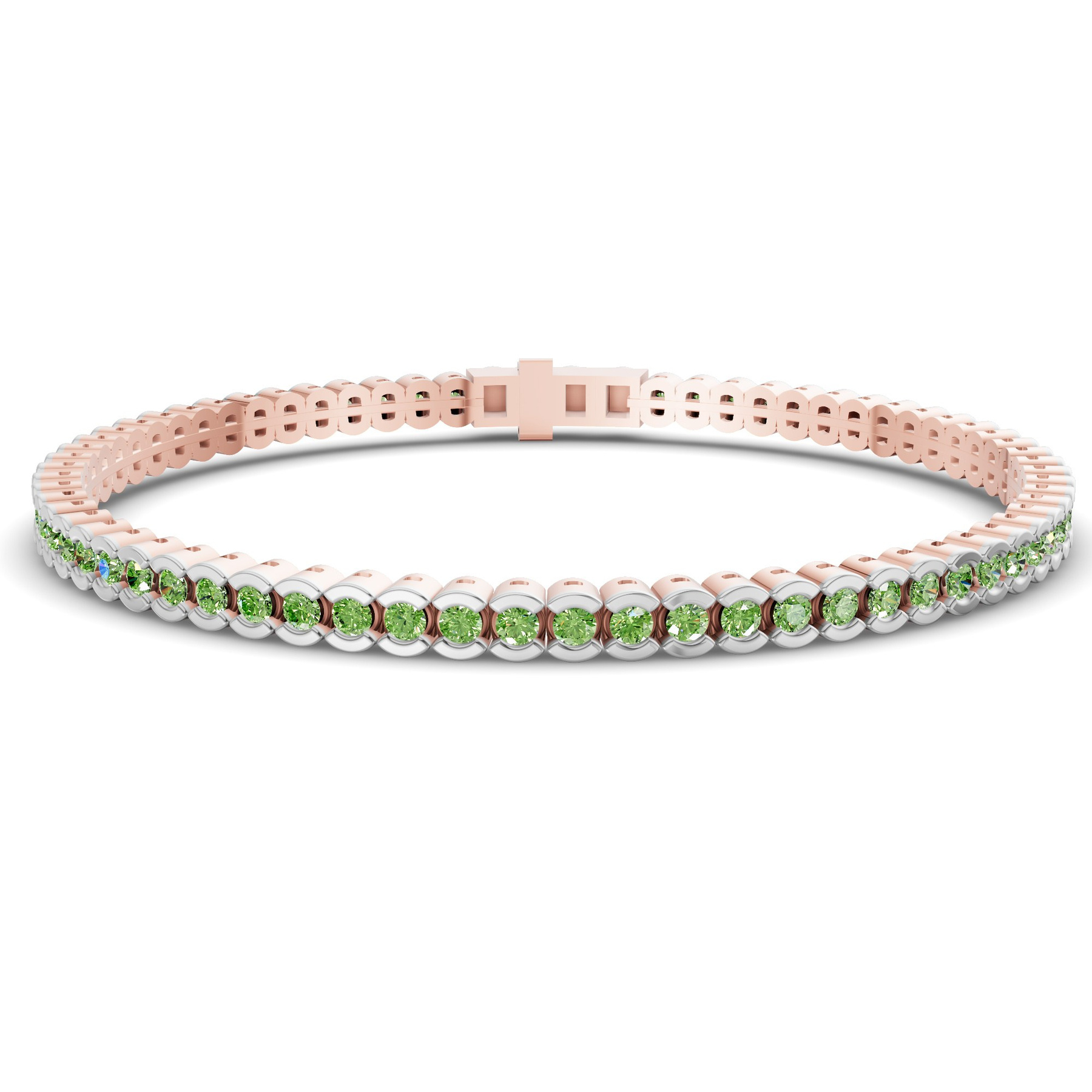 14kt Rose Gold Nemy Half Bezel Round Lab Diamond Tennis Bracelet (2 Ct. Tw.) front image