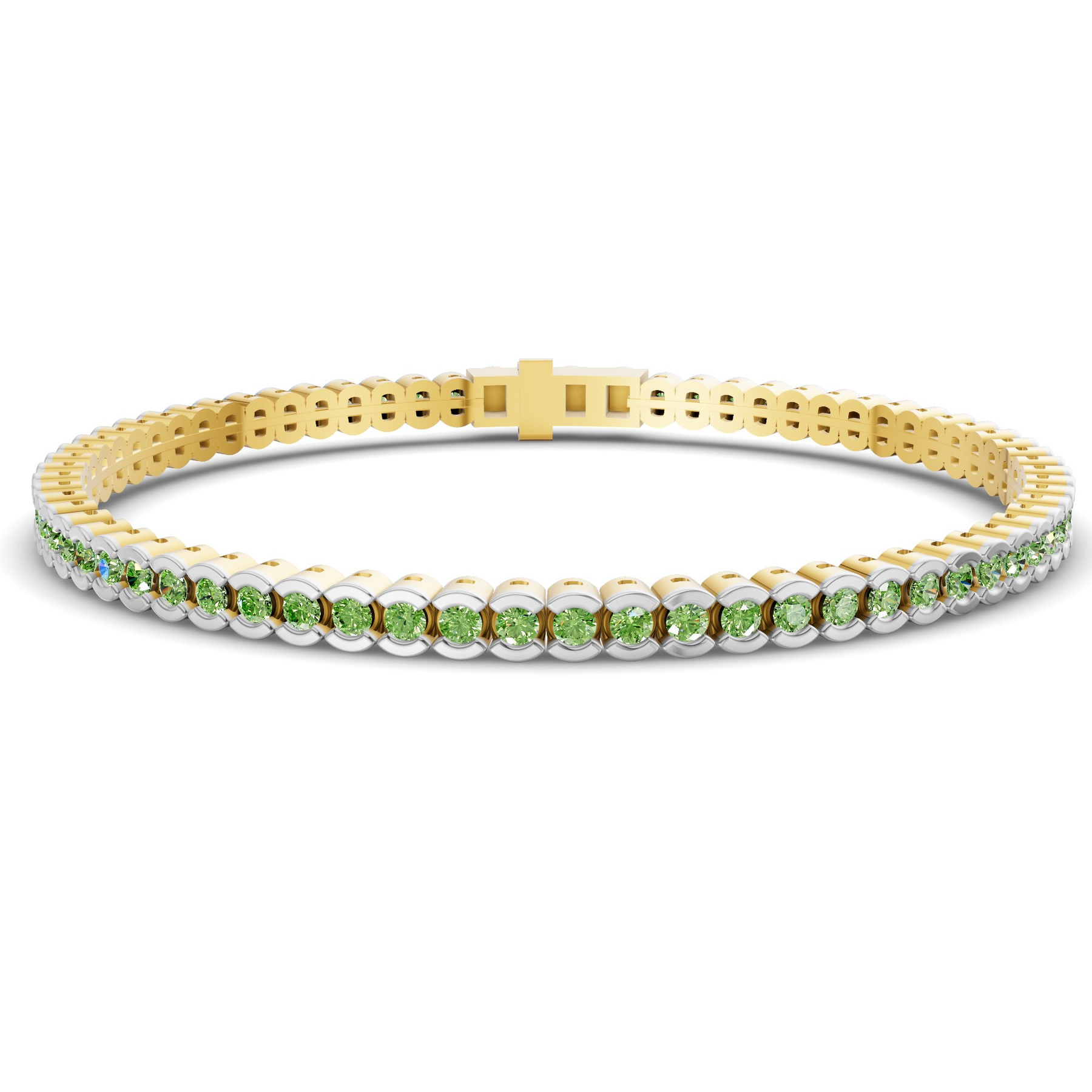 10kt Yellow Gold Nemy Half Bezel Round Lab Diamond Tennis Bracelet (2 Ct. Tw.) front image