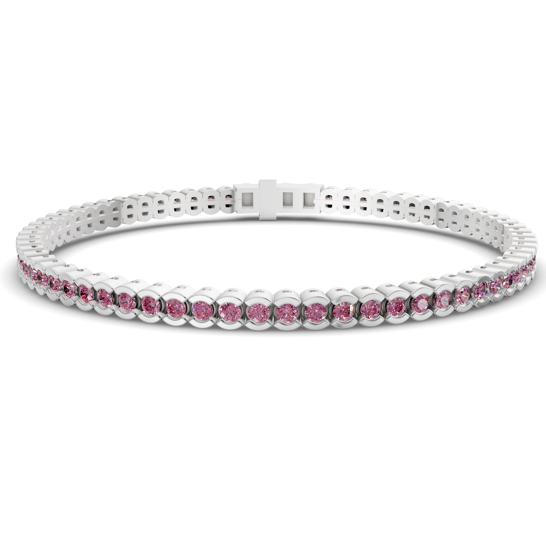 Platinum Nemy Half Bezel Round Lab Diamond Tennis Bracelet (2 Ct. Tw.) front image