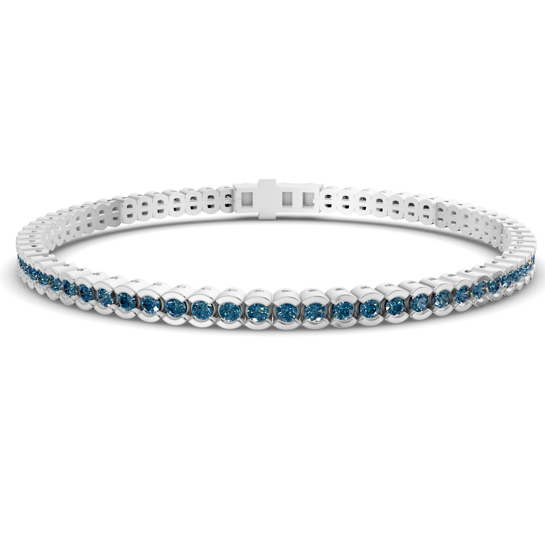 Platinum Nemy Half Bezel Round Lab Diamond Tennis Bracelet (2 Ct. Tw.) front image