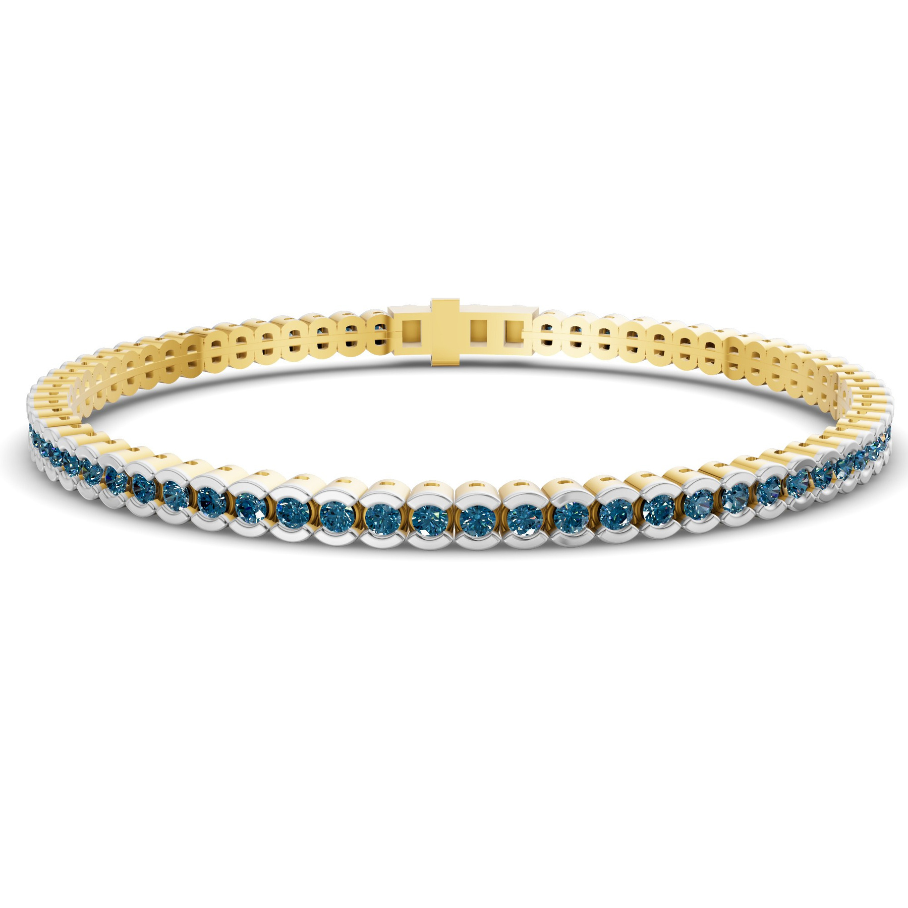 10kt Yellow Gold Nemy Half Bezel Round Lab Diamond Tennis Bracelet (2 Ct. Tw.) front image