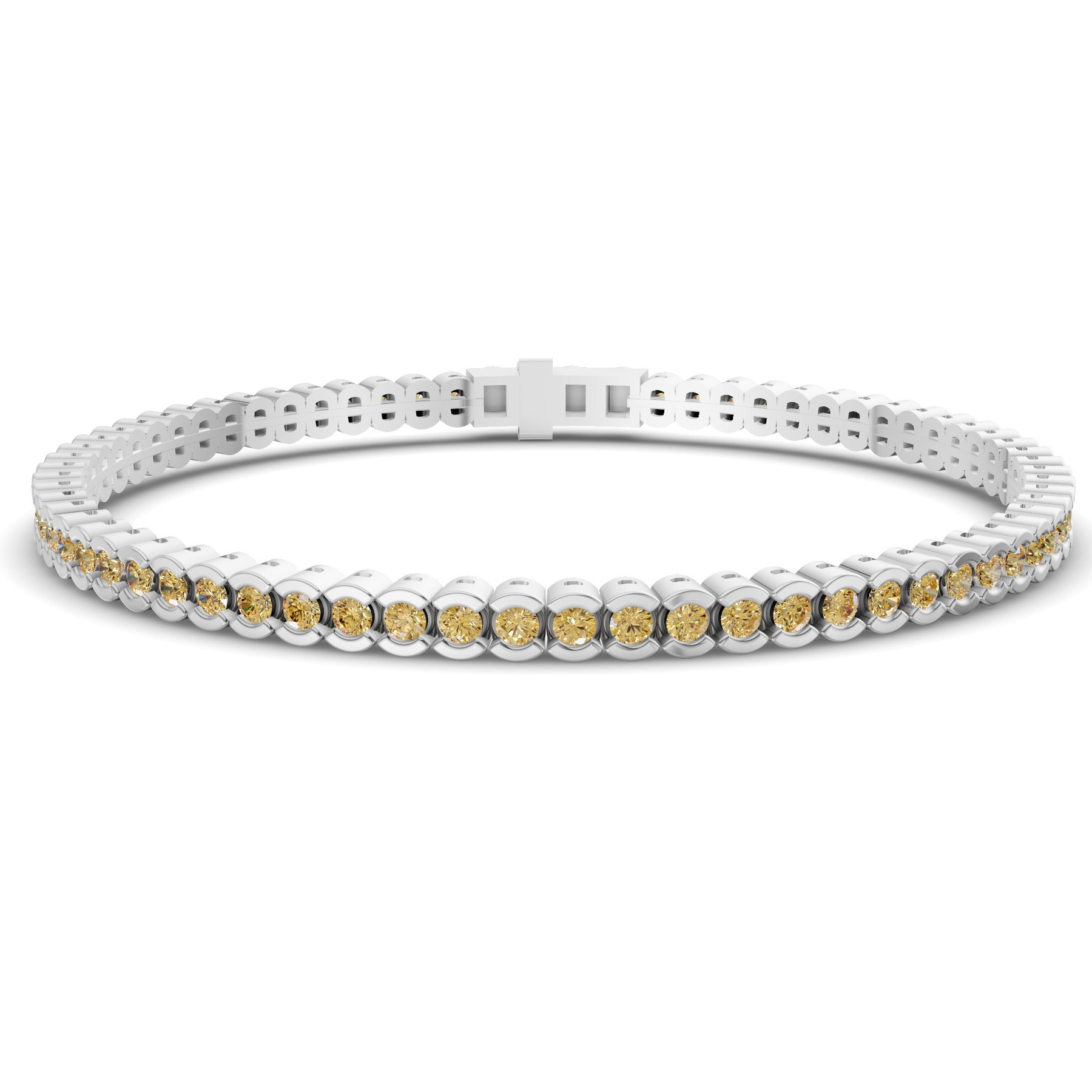Platinum Nemy Half Bezel Round Lab Diamond Tennis Bracelet (2 Ct. Tw.) front image