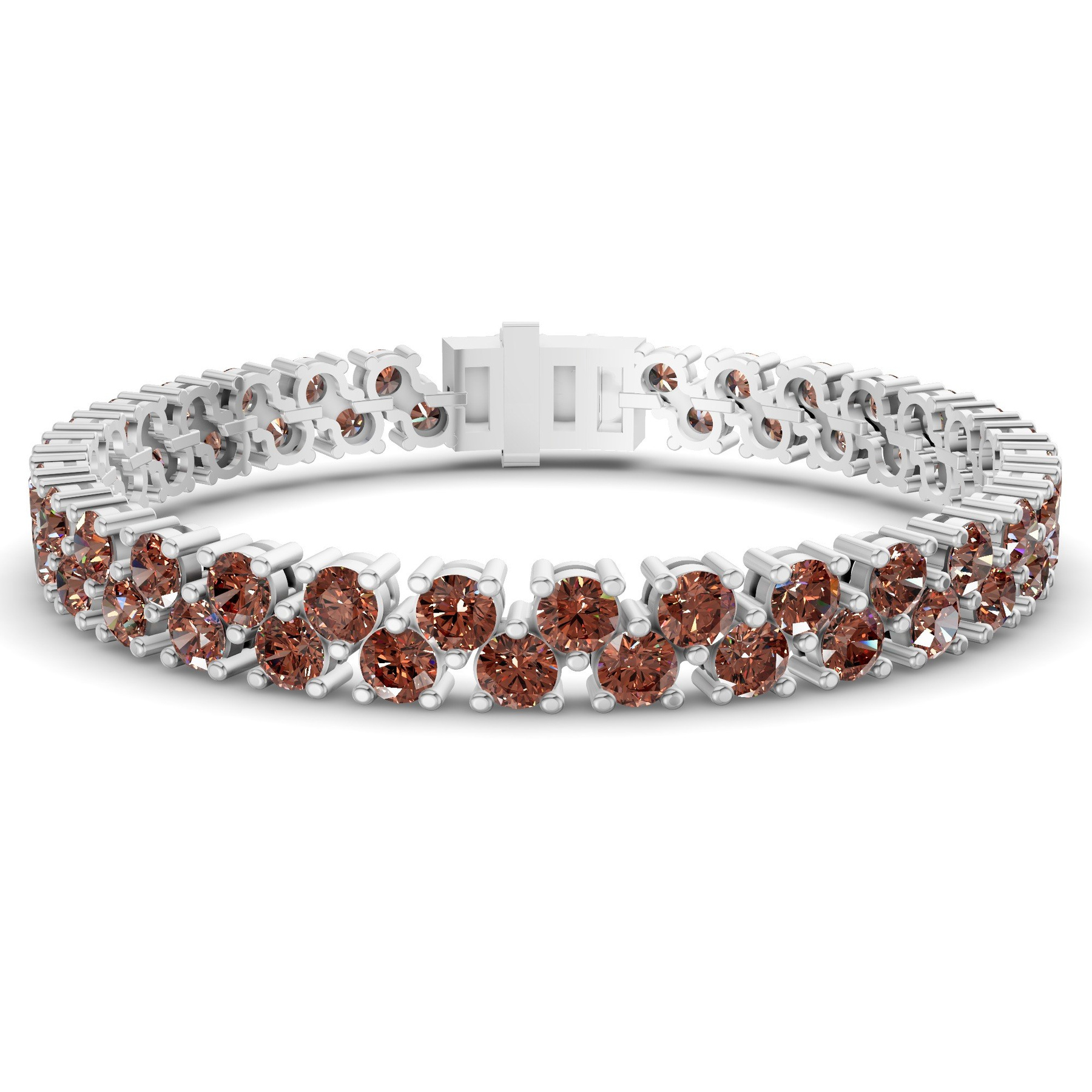 9ct White Gold Isidora Round Double Row Lab Diamond Tennis Bracelet (3 Ct. Tw.) front image