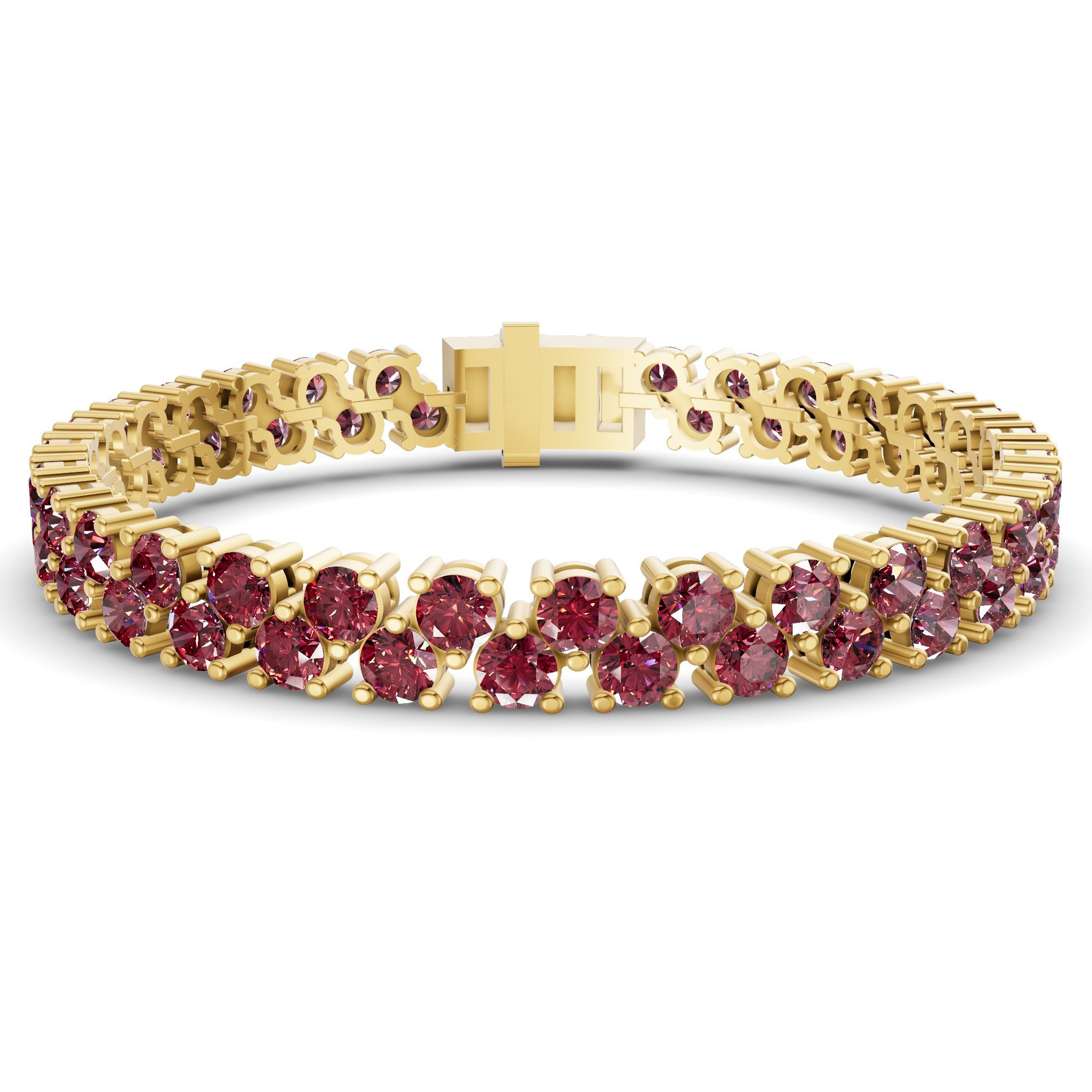 9ct Yellow Gold Isidora Round Double Row Lab Diamond Tennis Bracelet (3 Ct. Tw.) front image