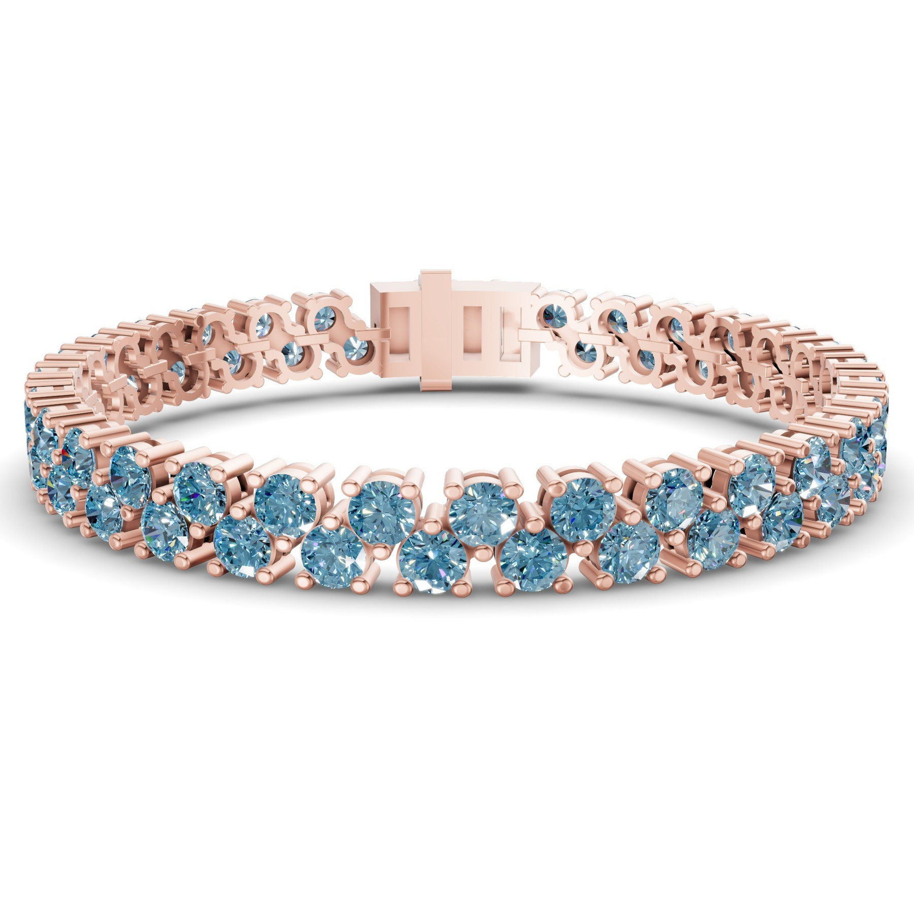 14ct Rose Gold Isidora Round Double Row Lab Diamond Tennis Bracelet (3 Ct. Tw.) front image