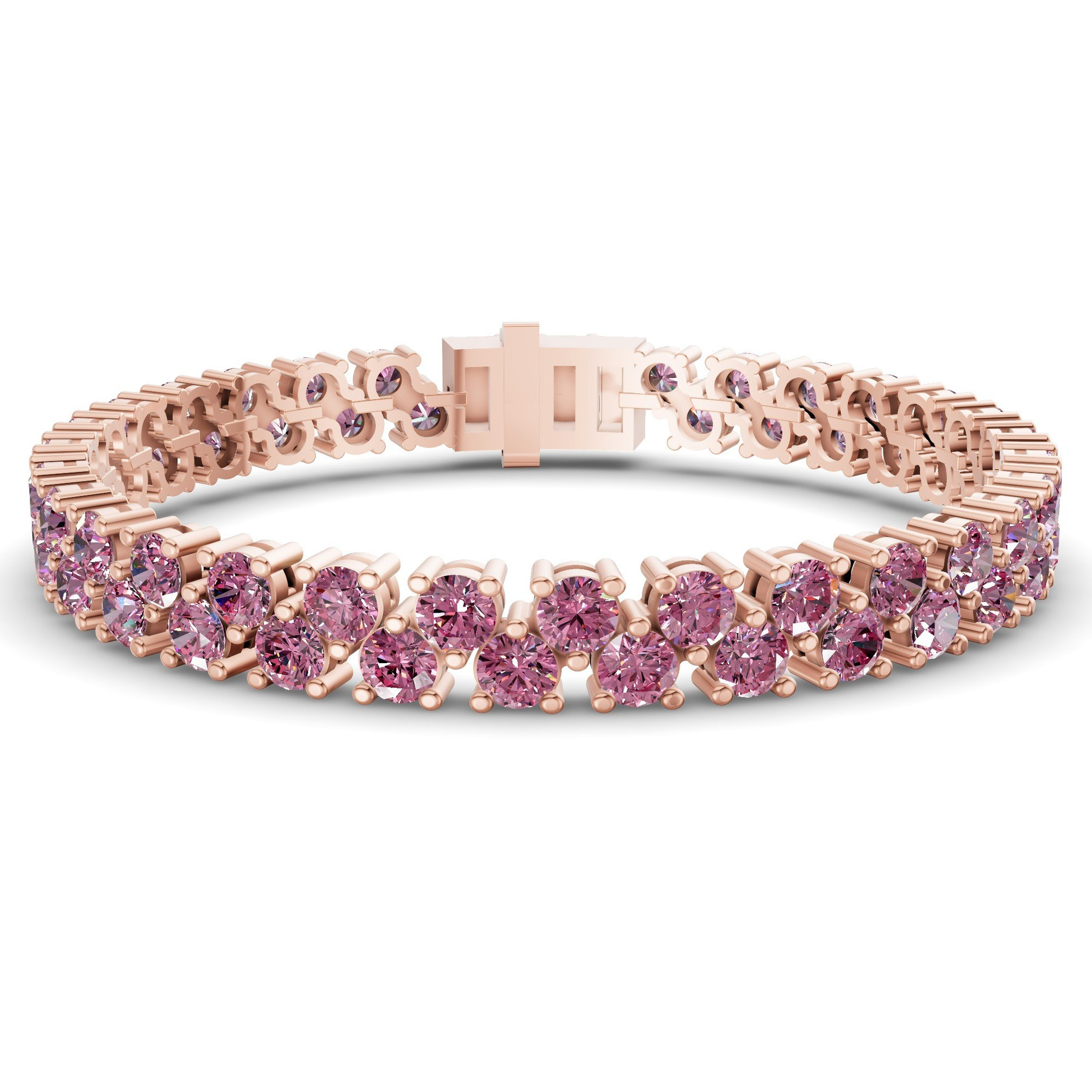 14ct Rose Gold Isidora Round Double Row Lab Diamond Tennis Bracelet (3 Ct. Tw.) front image