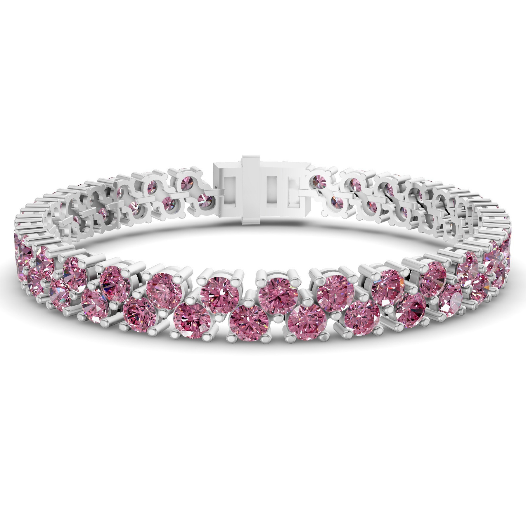 9ct White Gold Isidora Round Double Row Lab Diamond Tennis Bracelet (3 Ct. Tw.) front image